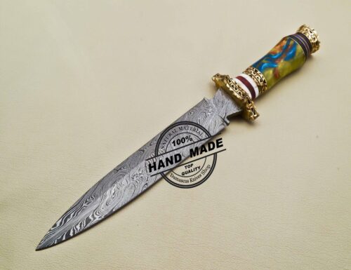 Damascus Dagger Knife Custom Handmade Damascus Steel Knife 3206 - Image 2