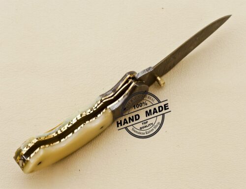 Damascus Folding Knife Custom Handmade Damascus Steel Knife 3202 - Image 6