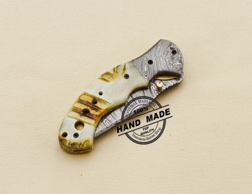 Damascus Folding Knife Custom Handmade Damascus Steel Knife 3202 - Image 8