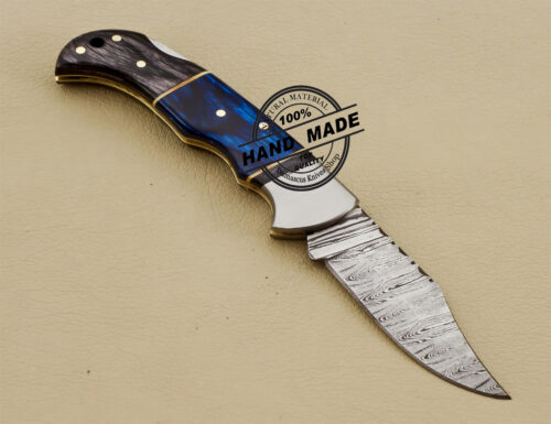 Personalized Back Lock Handmade Damascus Steel Pocket Knife 3212 - Image 3