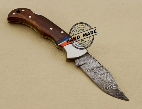 Personalized Back Lock Pocket Knife Handmade Damascus Steel Knife 3214 - Image 3