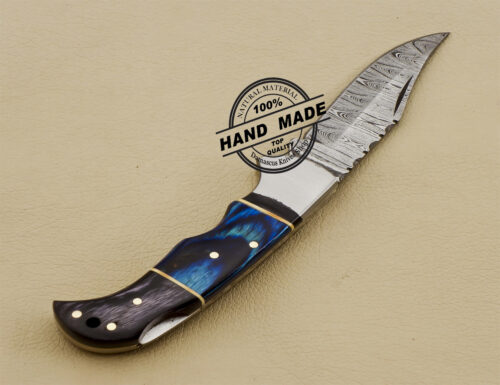 Personalized Back Lock Handmade Damascus Steel Pocket Knife 3212 - Image 5
