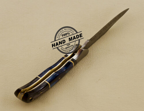 Personalized Back Lock Handmade Damascus Steel Pocket Knife 3212 - Image 6