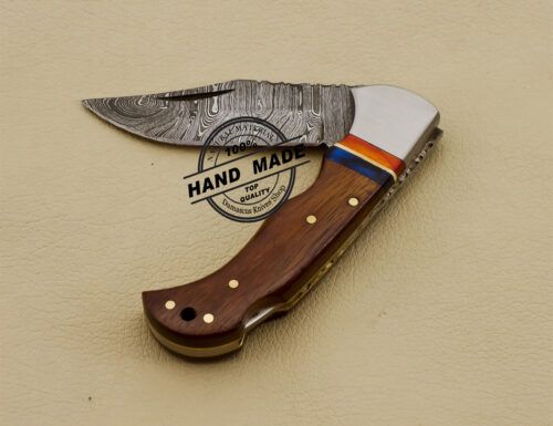 Personalized Back Lock Pocket Knife Handmade Damascus Steel Knife 3214 - Image 5