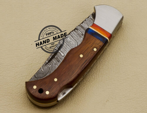 Personalized Back Lock Pocket Knife Handmade Damascus Steel Knife 3214 - Image 6