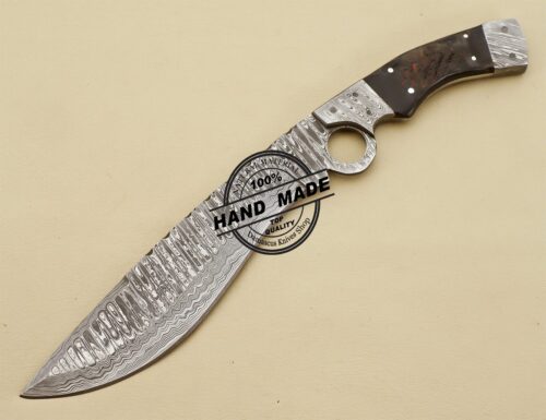 Damascus Finger Bowie Knife Handmade Damascus Steel Hunting Knife 3220 - Image 2