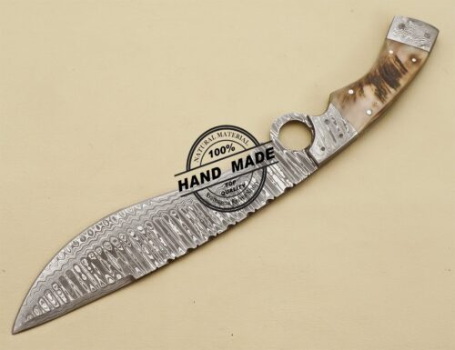 Damascus Finger Bowie Knife Handmade Damascus Steel Hunting Knife 3220 - Image 3