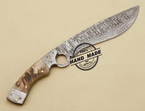 Damascus Finger Bowie Knife Handmade Damascus Steel Hunting Knife 3220 - Image 4