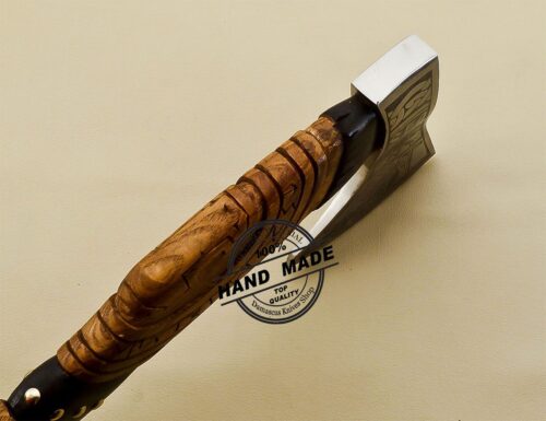 Viking Axe Custom Handmade Carbon Steel with Rose Wood Personalized Engraved - Image 5