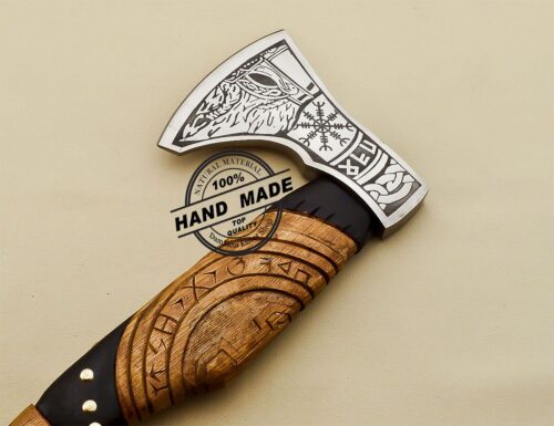 Viking Axe Custom Handmade Carbon Steel with Rose Wood Personalized Engraved - Image 6