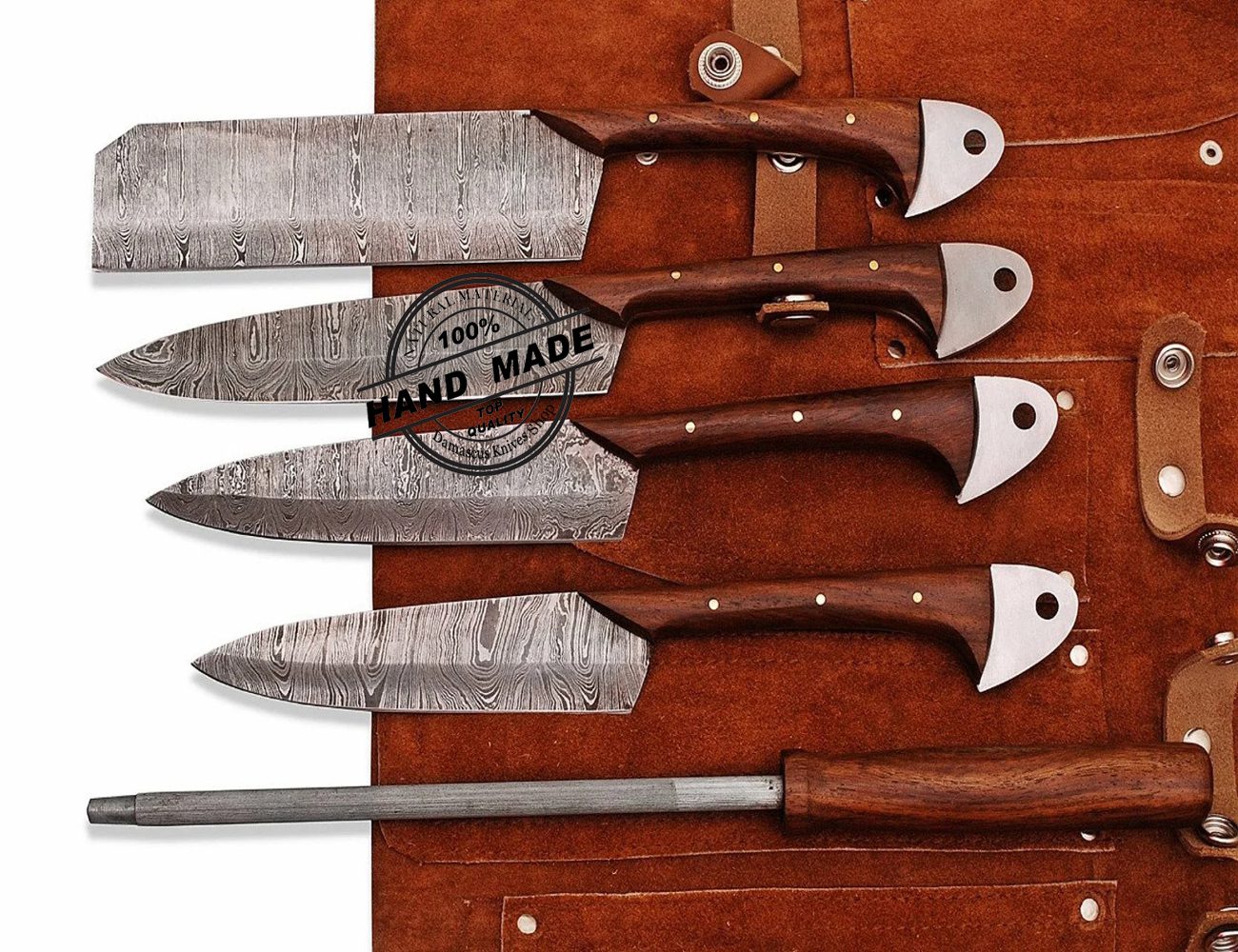 DAMASCUS STEEL KITCHEN CHEF KNIVES SET, BBQ SET