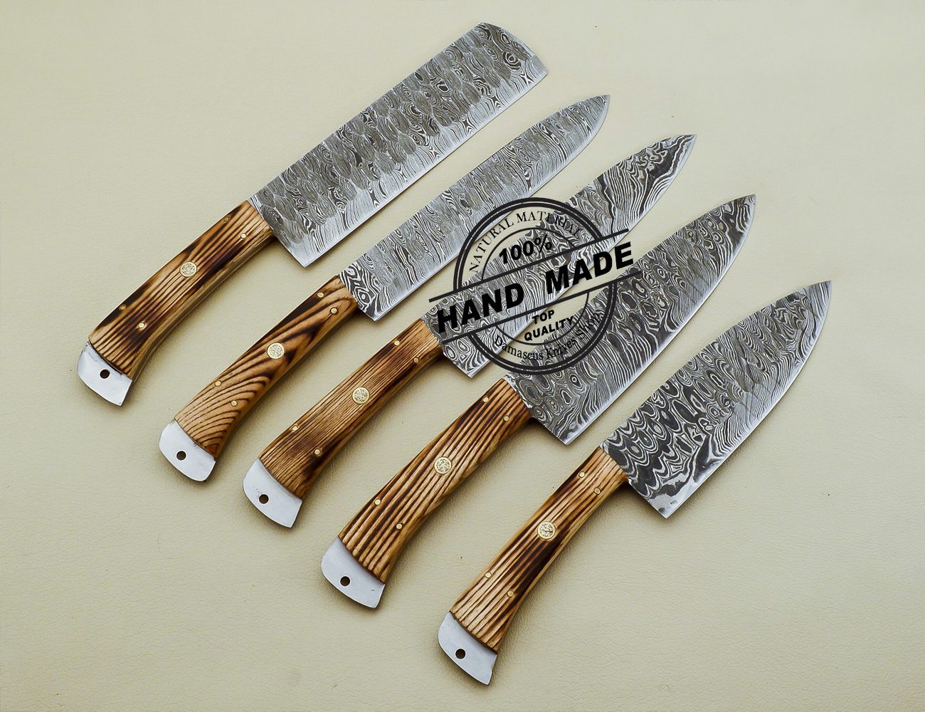 Damascus Kitchen Set Handmade Damascus Steel Chef Knives