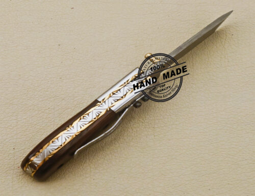Tanto Blade Damascus Pocket Knife Handmade Damascus Steel Knife 3233 - Image 4
