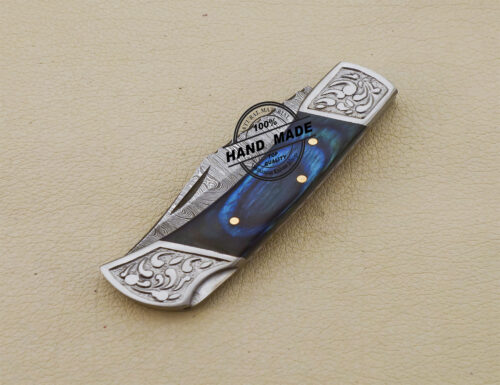 Damascus Folding Knife Handmade Damascus Steel Pocket Knife 3232 - Image 5